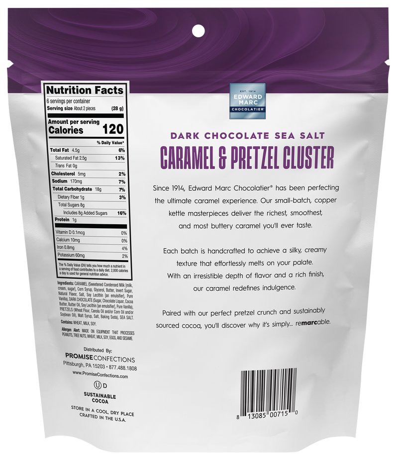 Dark Chocolate Sea Salt Caramel & Pretzel Cluster