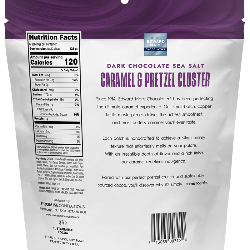 Dark Chocolate Sea Salt Caramel & Pretzel Cluster