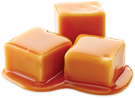 Three cubes of caramel.