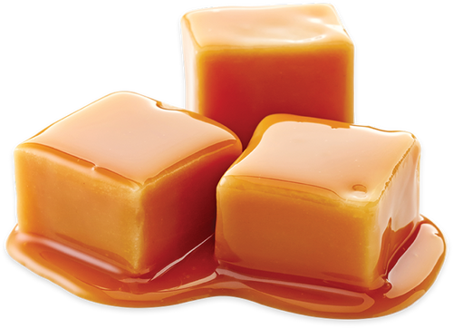 Three cubes of caramel.