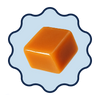 Caramel candy cube on a light blue background